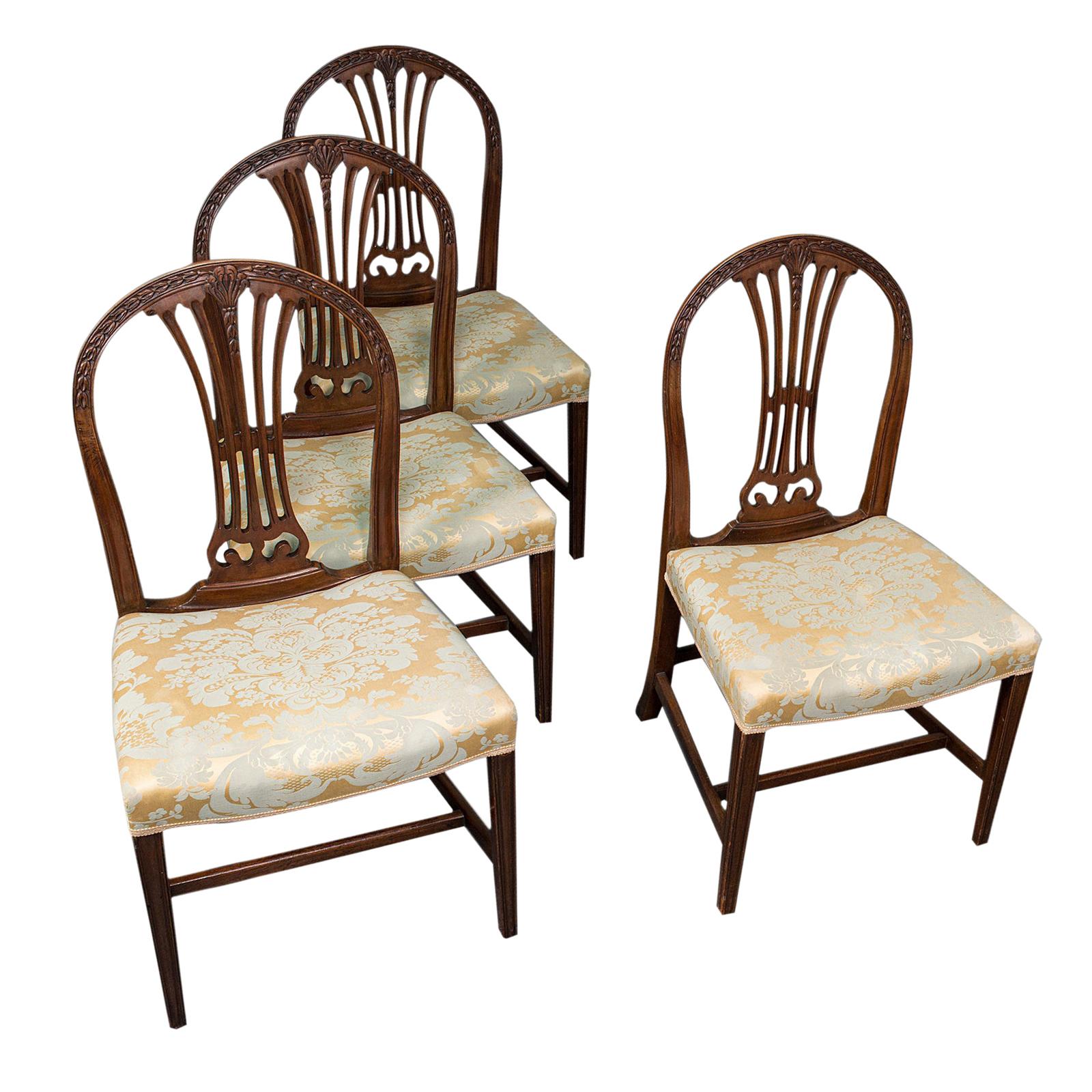 Set of 4 Hepplewhite Revival Chairs, English, Mahogany, Dining Suite, Victorian