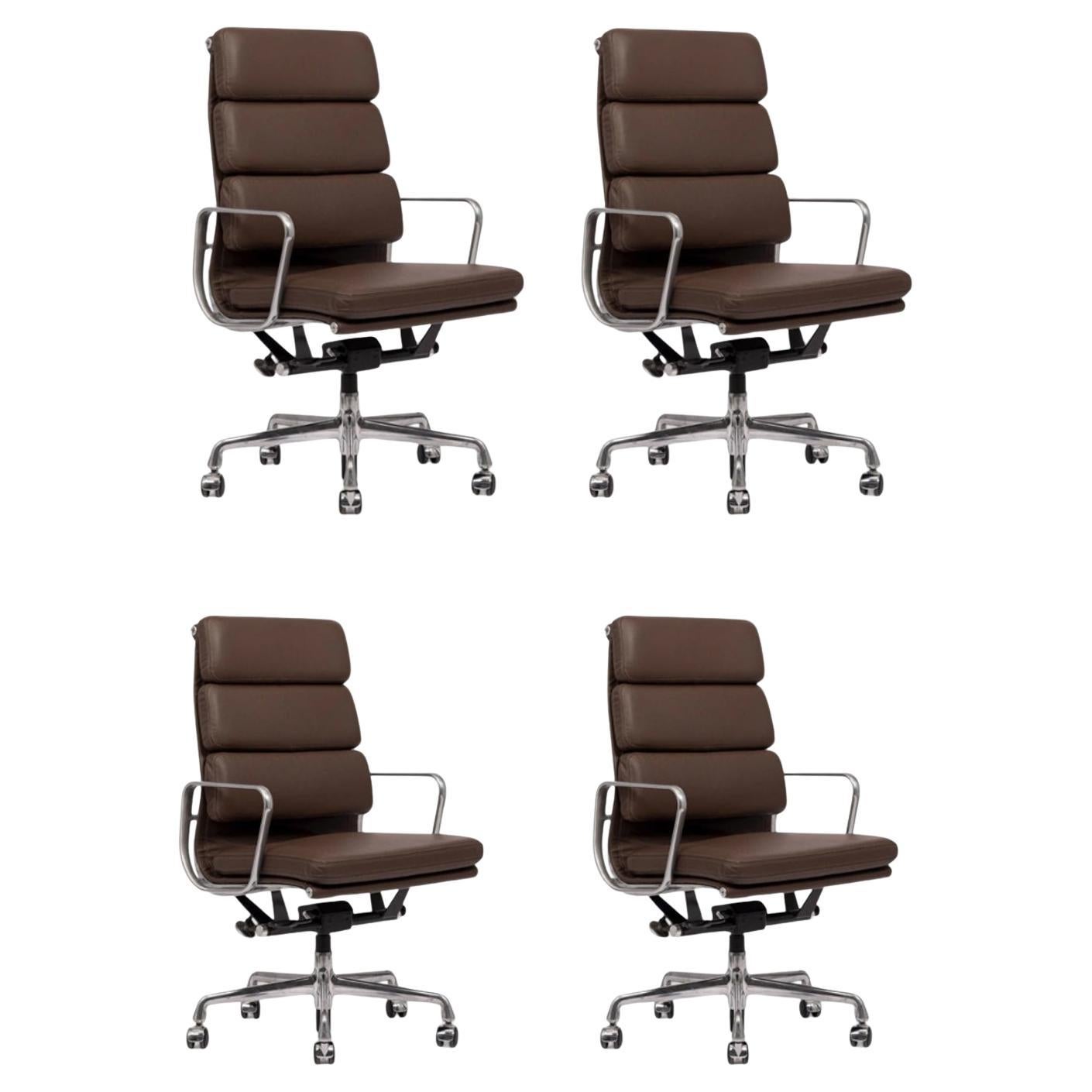 Set of 4 - Herman Miller Eames Soft Pad - Brown Leather