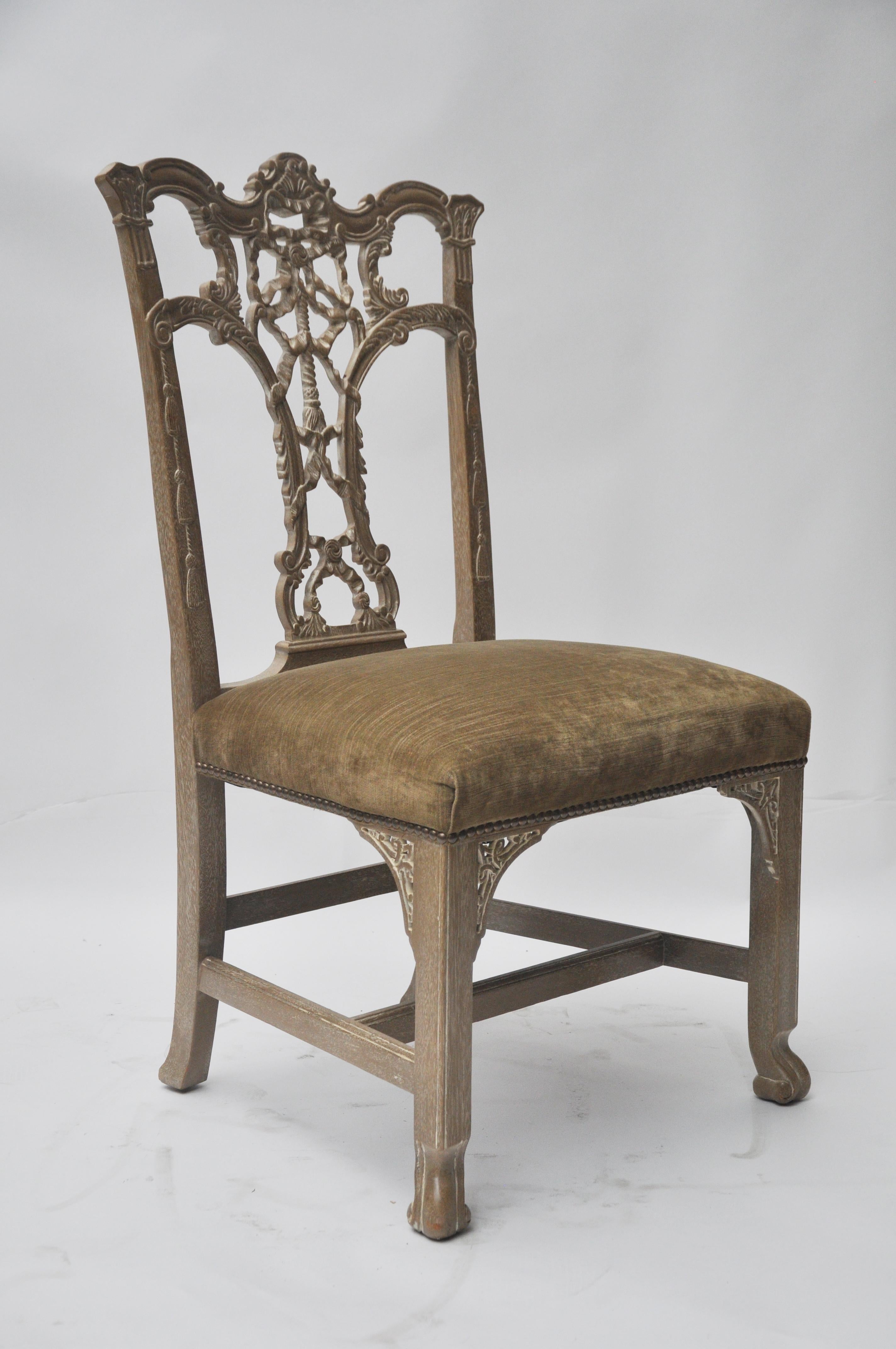 Chinese Chippendale Set of 4 Hickory Chair Chippendale Chairs