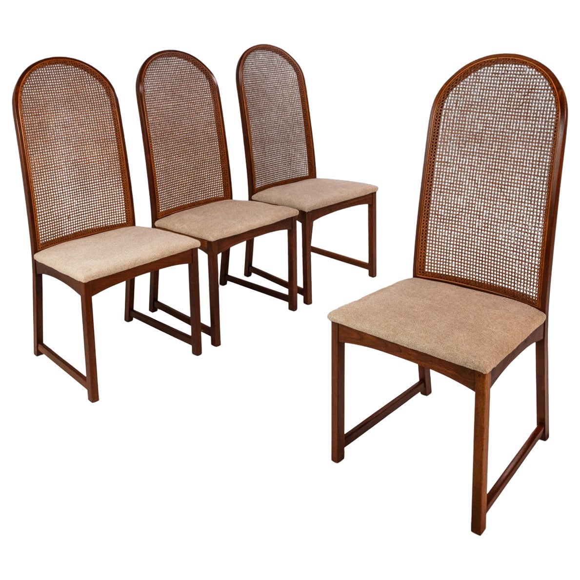 Set of 4 High-Back Cane-Back Chairs, Milo Baughman, Directional, USA, c. 1950's