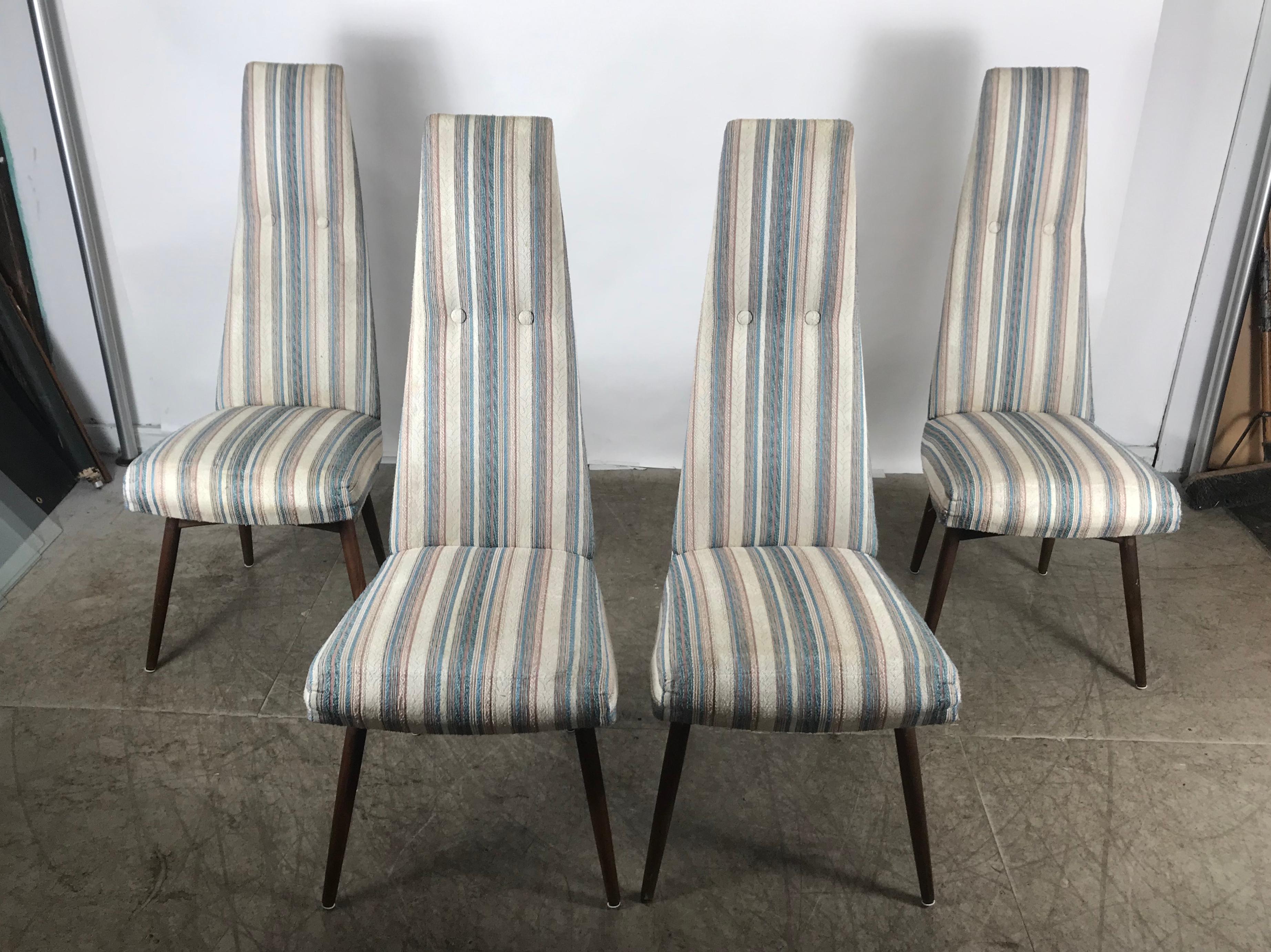 Mid-Century Modern Set of 4 High Back Dining Chairs by Adrian Pearsall for Chromecraft