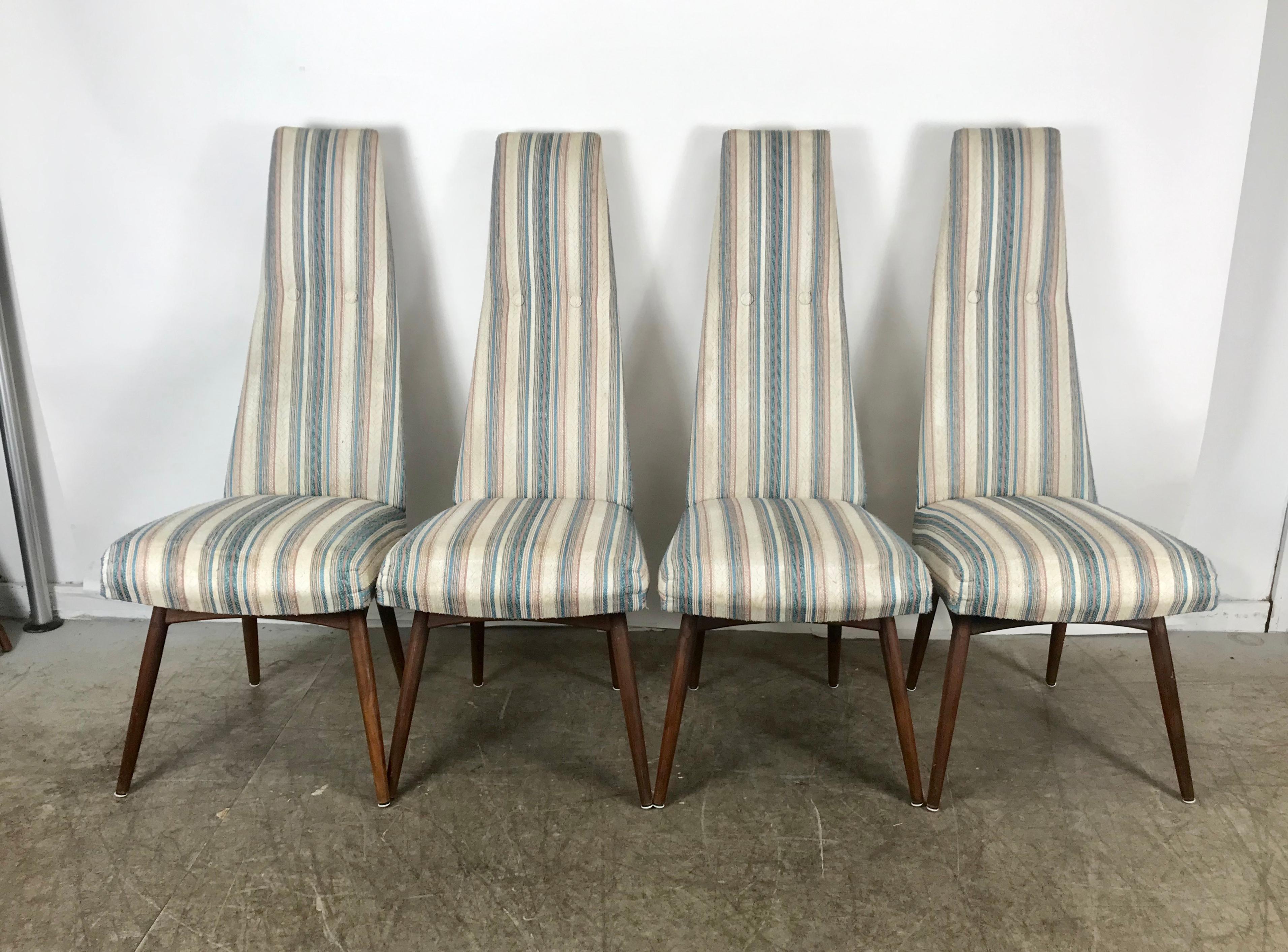 Set of 4 High Back Dining Chairs by Adrian Pearsall for Chromecraft In Good Condition In Buffalo, NY