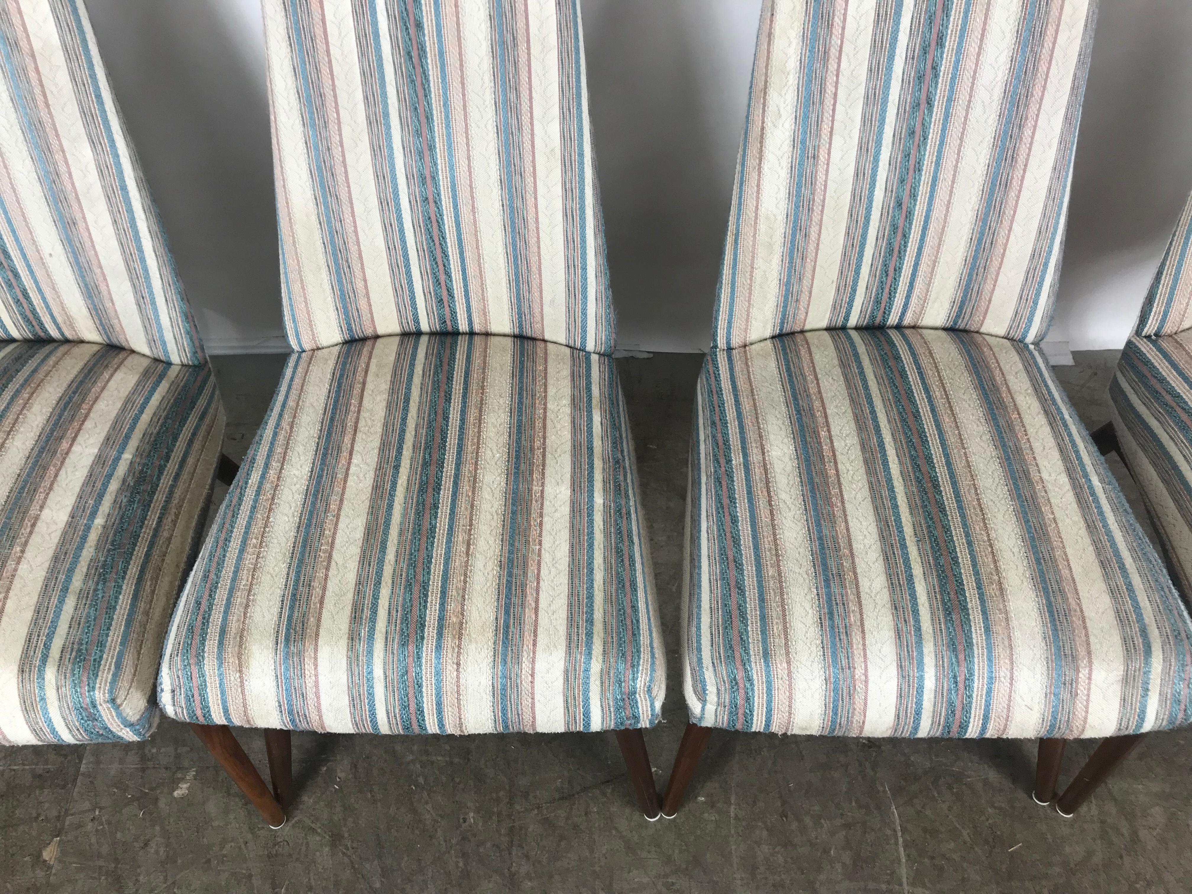 Fabric Set of 4 High Back Dining Chairs by Adrian Pearsall for Chromecraft