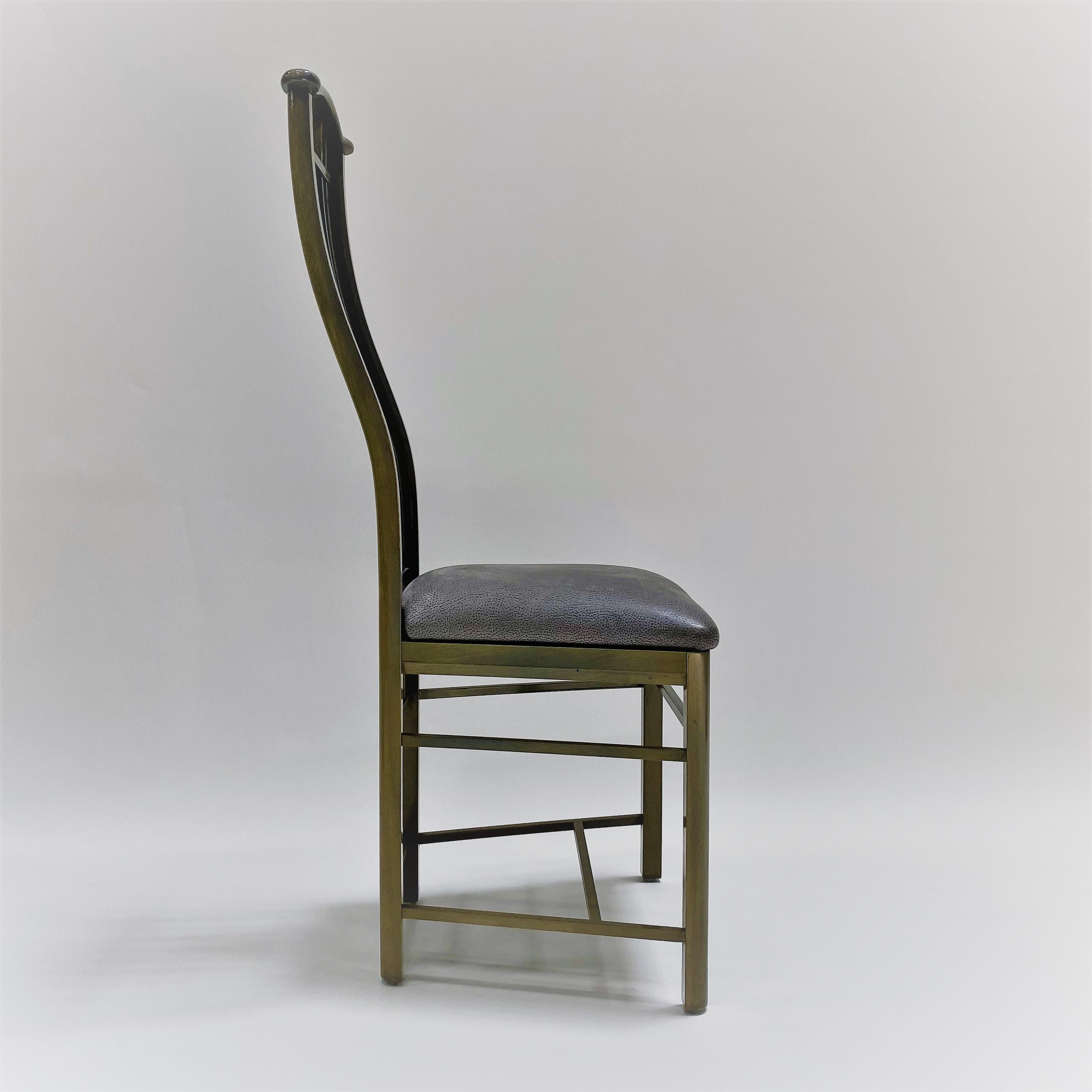 Ensemble de 4 chaises de salle à manger à haut dossier laqué d'Umberto Asnago pour GIORGETTI, 1980 en vente 5