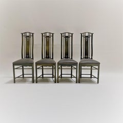 Set of 4 High Back Lacquered Dining Chairs by Umberto Asnago for Giorgetti, 1980