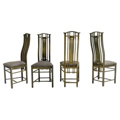 Used Set of 4 High Back Lacquered Dining Chairs by Umberto Asnago for Giorgetti, 1980