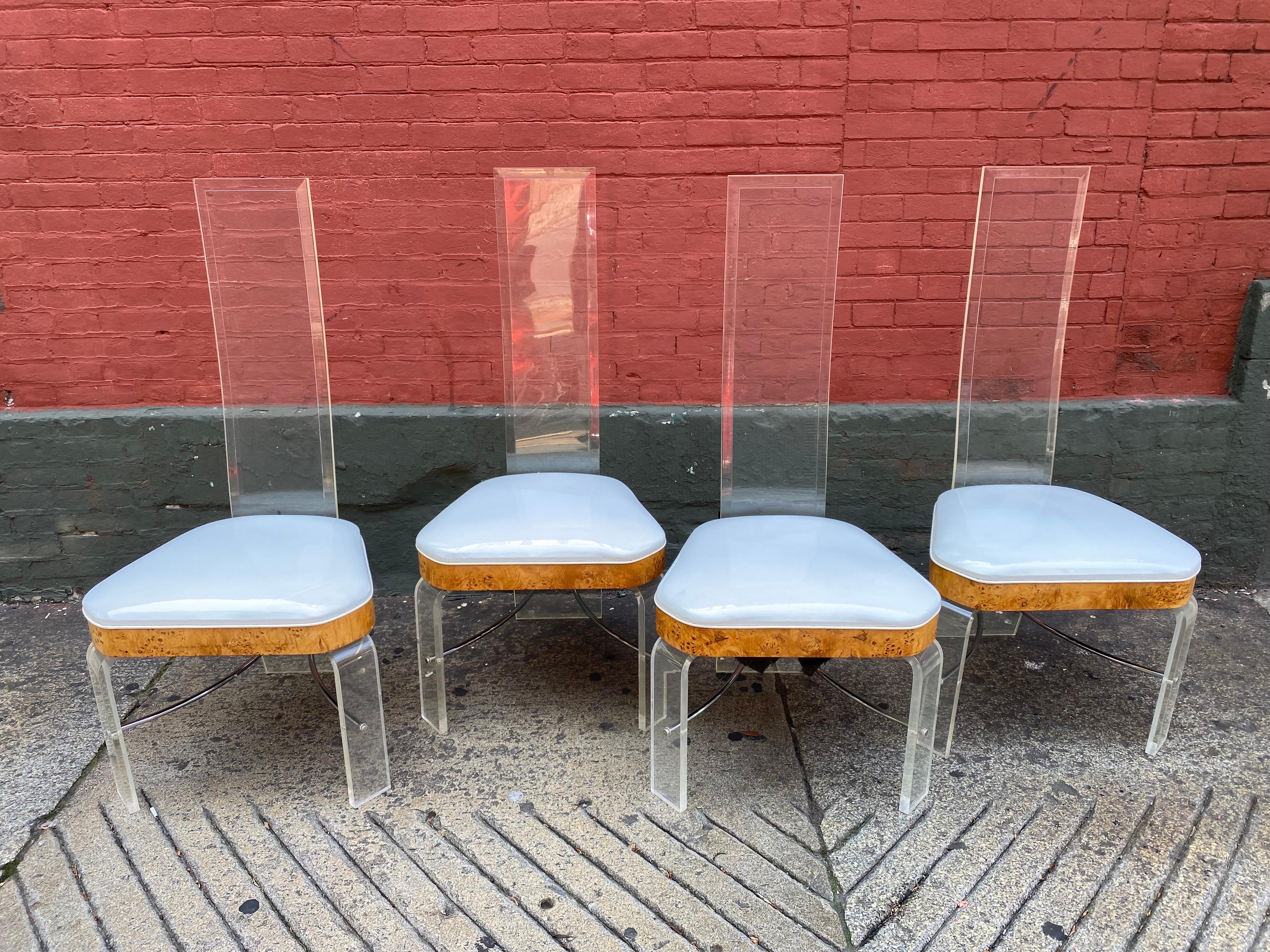 Set of 4 High-Back Lucite Chairs by Hill Manufacturing Company 5