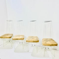 Set of 4 High Back Lucite Dining Chairs