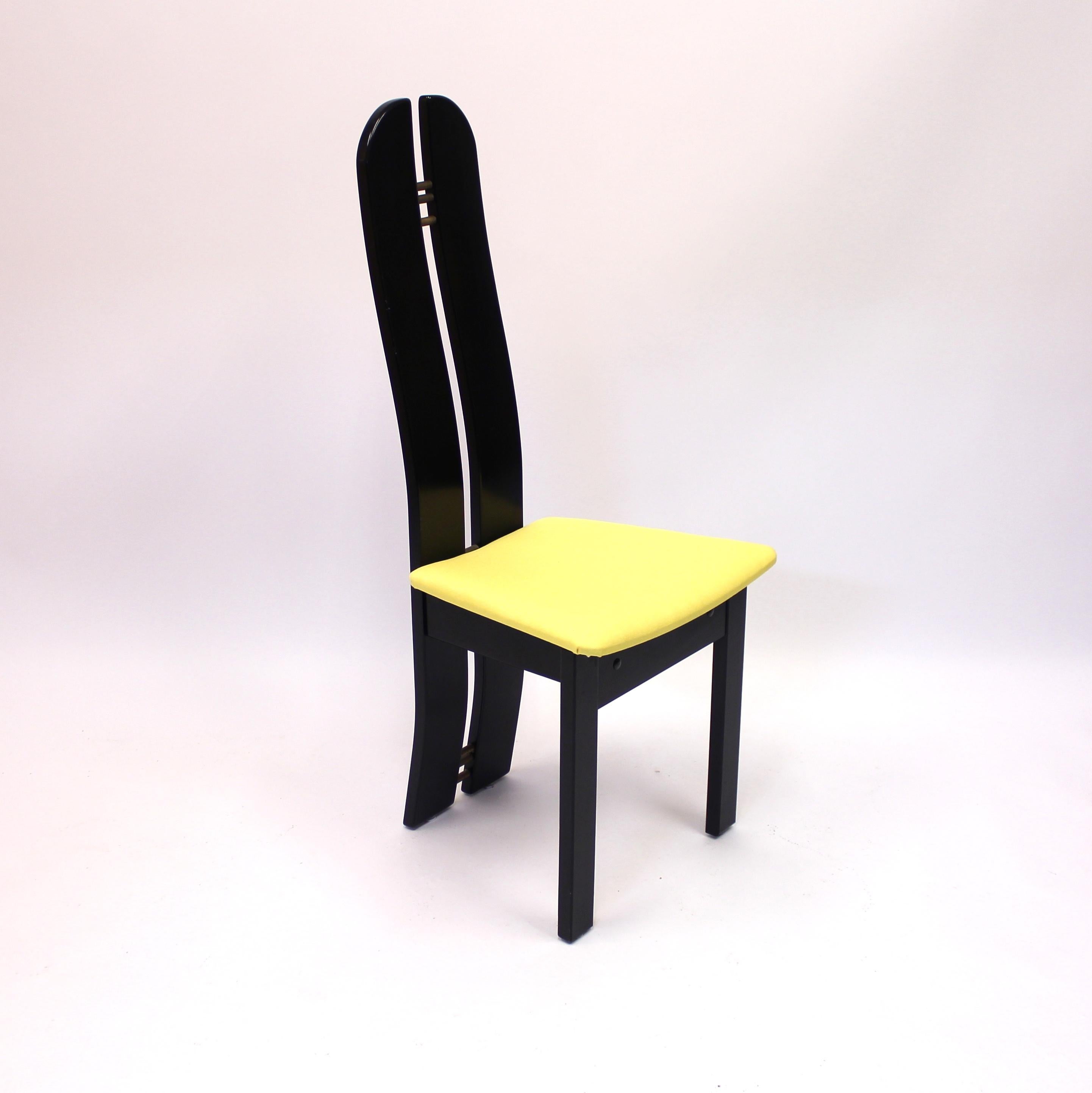 Set of 4 High Back Postmodern Chairs Form Mørkøv Møbelindustri Aps, 1980s For Sale 2