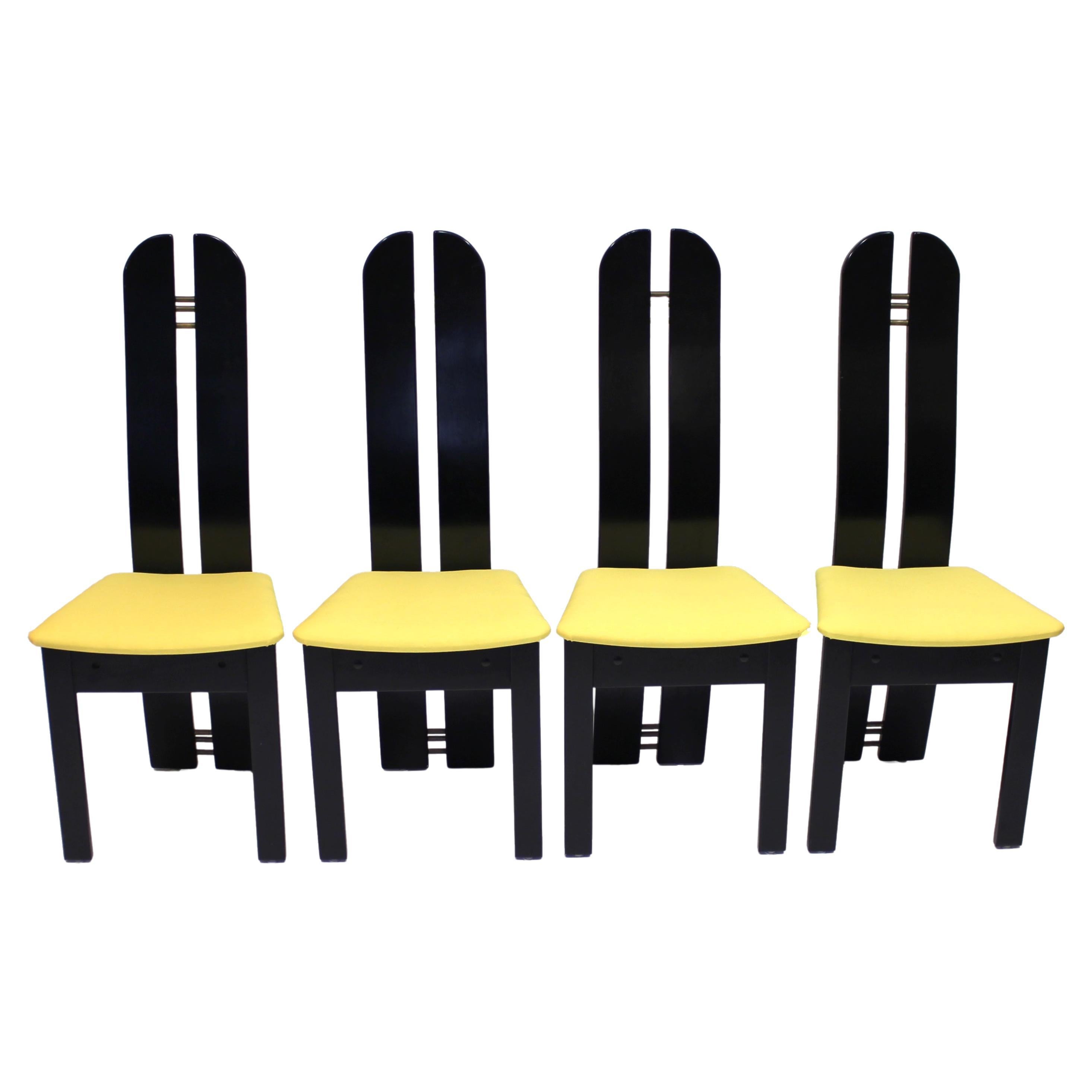 Set of 4 High Back Postmodern Chairs Form Mørkøv Møbelindustri Aps, 1980s For Sale