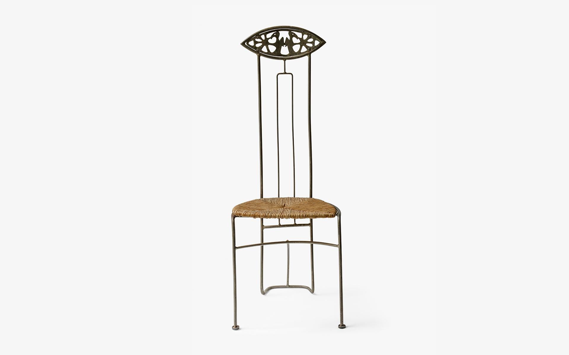 Set aus 4 Stühlen mit hoher Rückenlehne aus Metallgeflecht (20. Jahrhundert) im Angebot