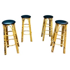 Set of 4 high bamboo stools circa 1960/1970