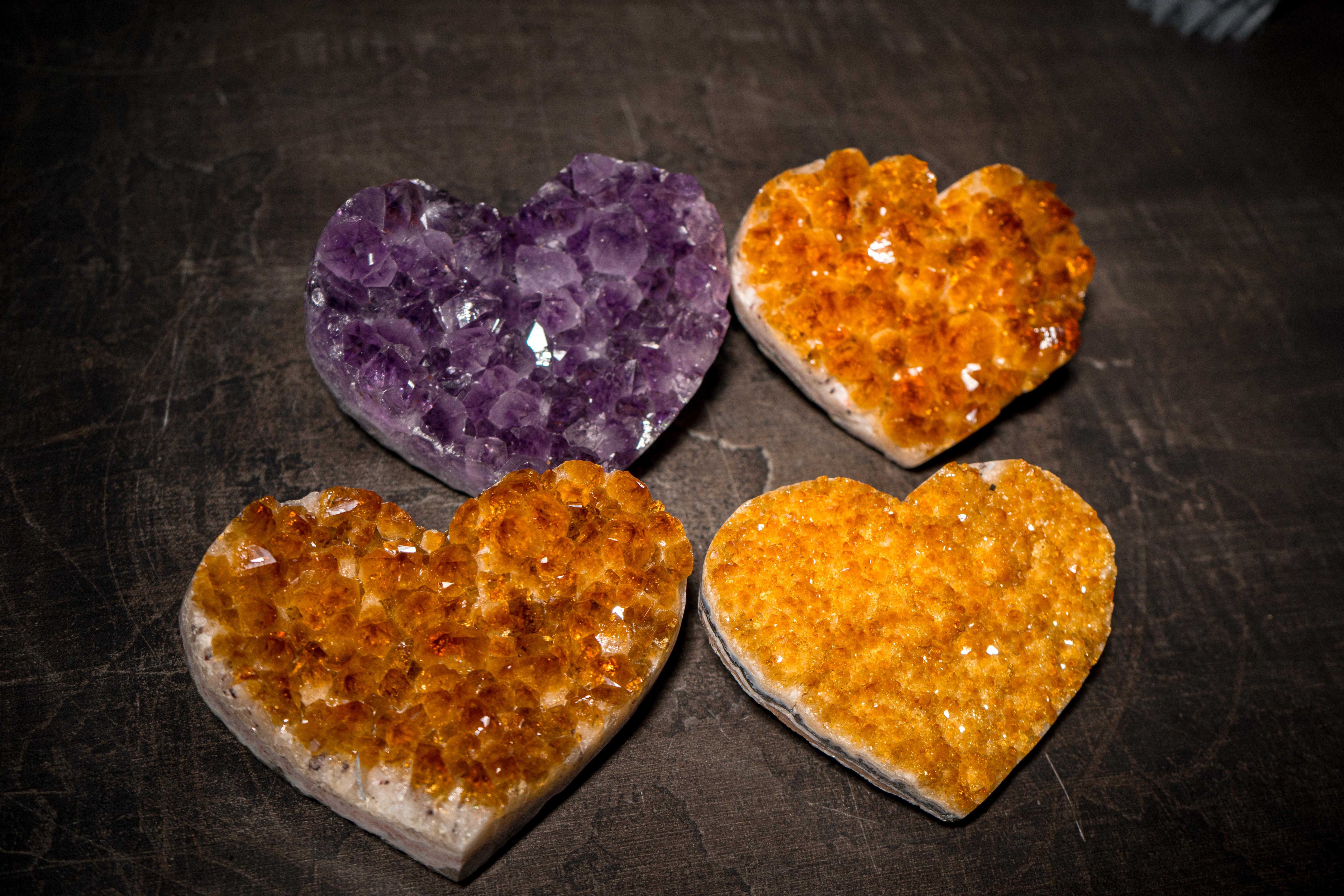 Wholesale Set of 3 High-Grade Deep Orange Citrine Hearts and one High-Grade Amethyst

▫️ Description

We selected this set of Citrine and Amethyst Hearts with high quality, deep orange/intense purple colors, and the overall beauty and shine of the
