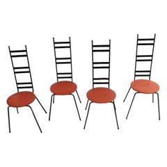 Set of 4 High Ladder Back Iron Chairs by Umanoff
