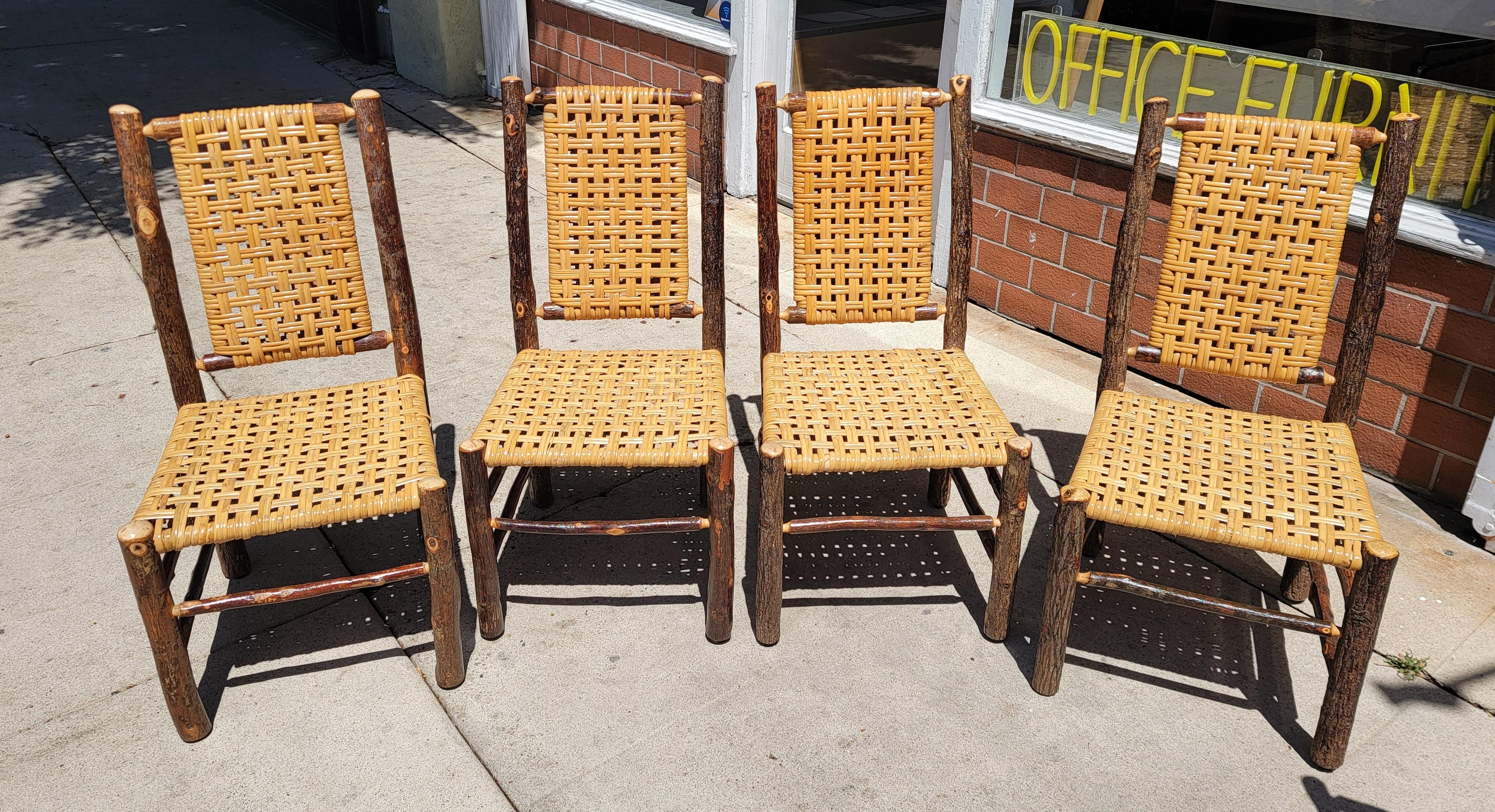 American Set of 4 Hign Back Armless Old Hickory Chairs