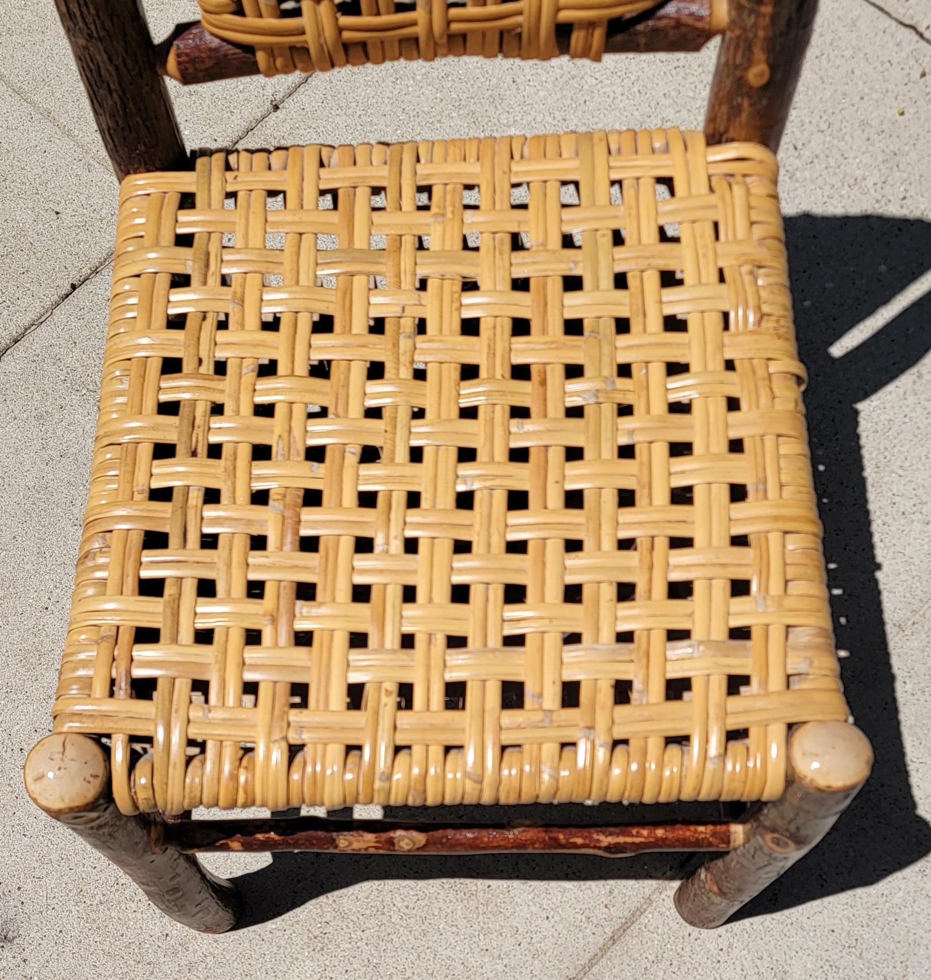 Set of 4 Hign Back Armless Old Hickory Chairs In Good Condition In Los Angeles, CA