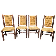 Set of 4 Hign Back Armless Old Hickory Chairs