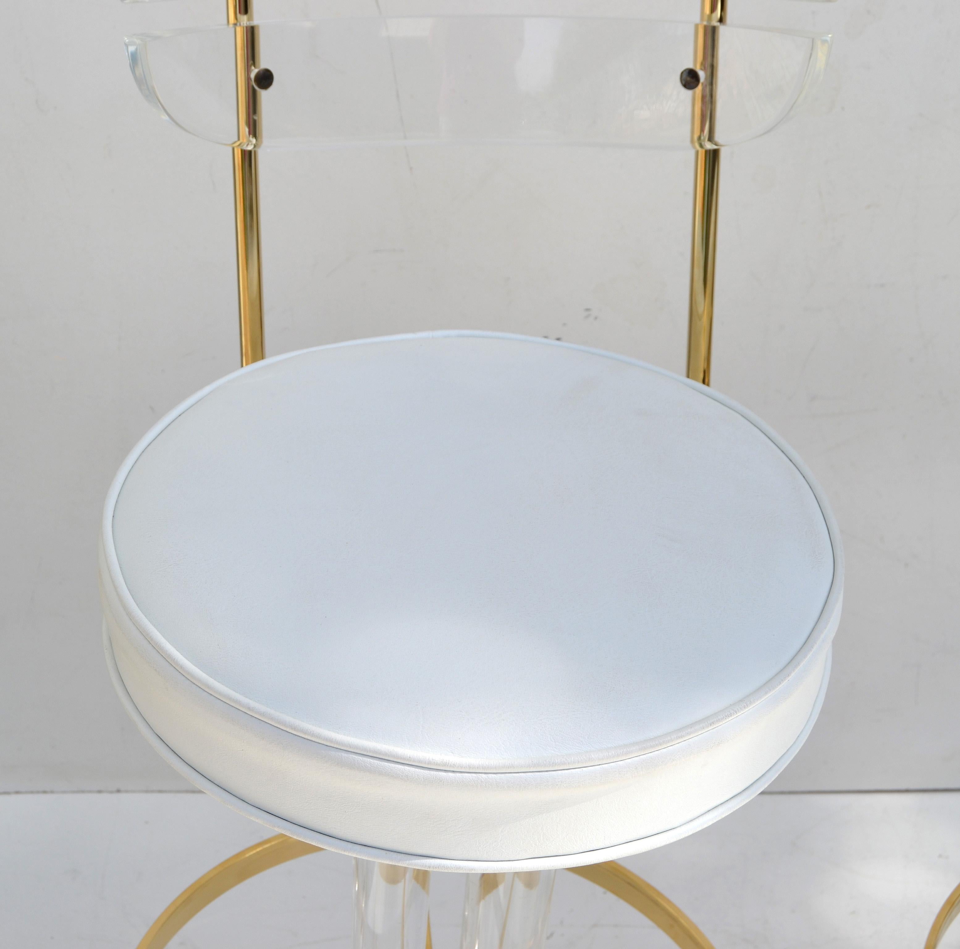 Set of 4 Hill Manufacturers Lucite & Gold Plated Swivel Bar Stools Mid-Century 1