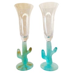 Set of 4 Hilton McConnico Daum "Cactus" Champagne Flute