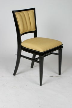 Set of 4 Hollywood Regency Ebonized Channel Back Dining Side Chairs, circa 1940s