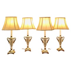 Ensemble de 4 lampes de table en verre Hollywood Regency
