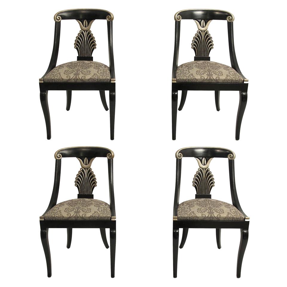 Set of 4 Hollywood Regency Style Dining Chairs