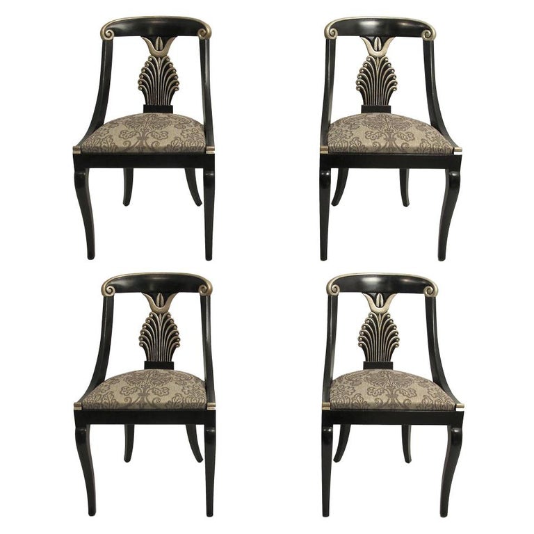 Set of 4 Hollywood Regency Style Dining Chairs at 1stDibs