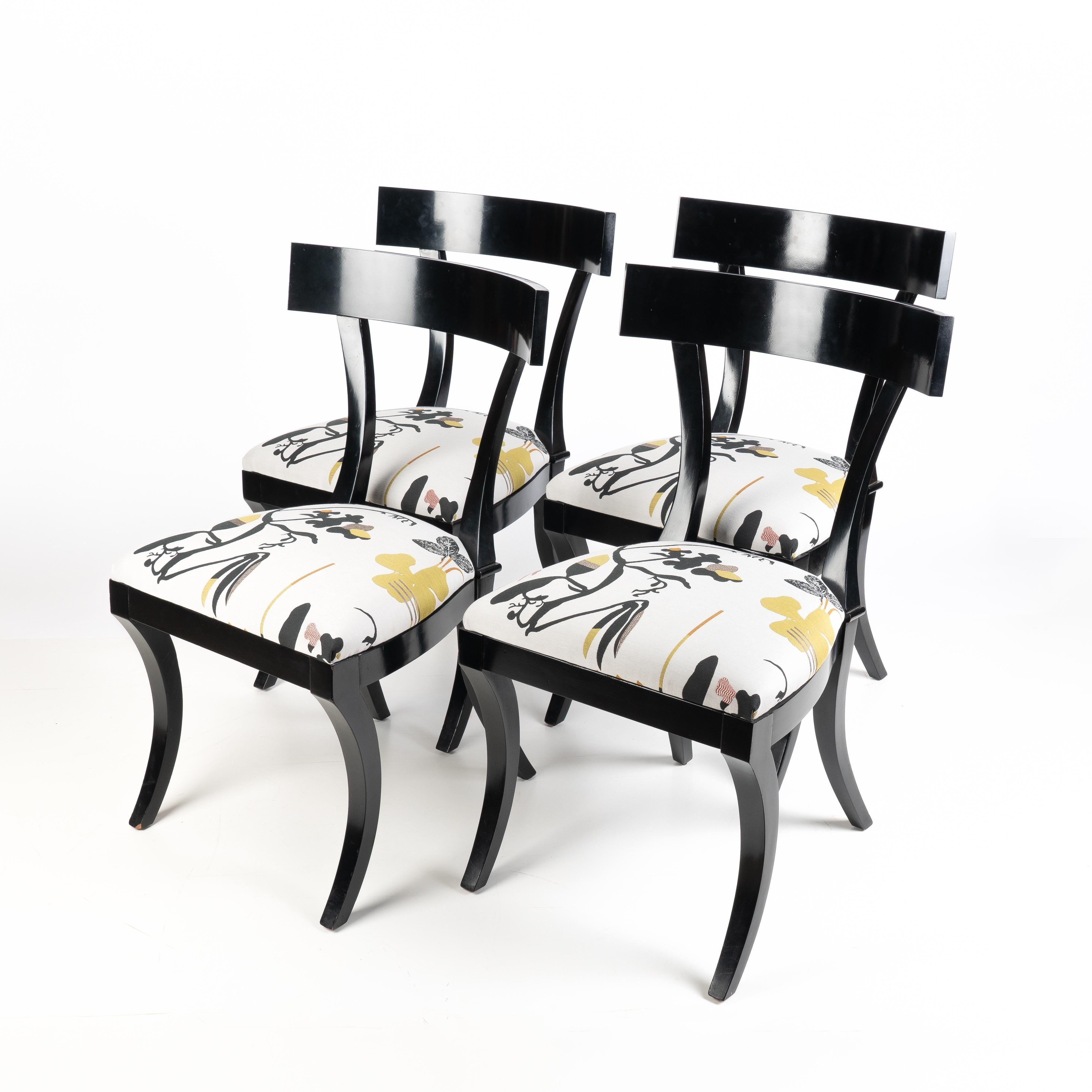 Set of 4 Hollywood Regency Style Klismos Side Chairs 3