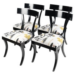 Set of 4 Hollywood Regency Style Klismos Side Chairs