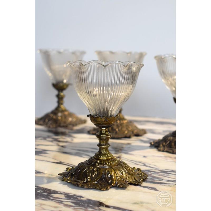 20th Century Set of 4 Holophane Prismatic Glass Sconces by André Blondel, France, 1920s For Sale