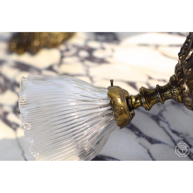 Set of 4 Holophane Prismatic Glass Sconces by André Blondel, France, 1920s For Sale 2