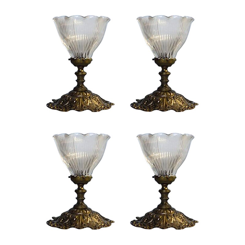 Set of 4 Holophane Prismatic Glass Sconces by André Blondel, France, 1920s For Sale