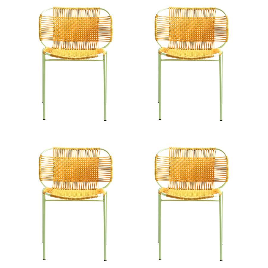 Set of 4 Honey Cielo Stacking Chair by Sebastian Herkner