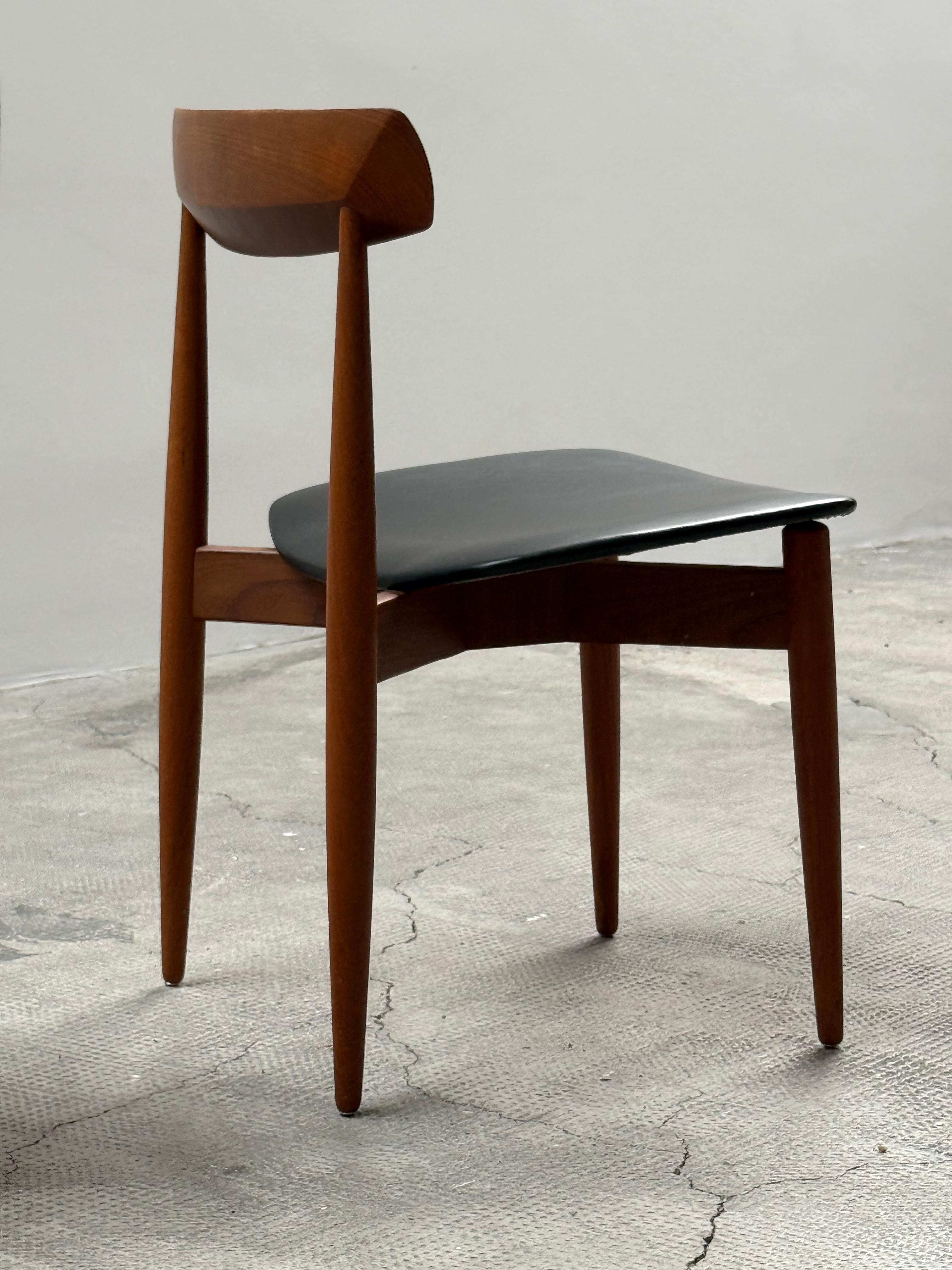 Faux Leather SET OF 4 H.W. KLEIN FOR BRAMIN TEAK WOOD DINING CHAIRS, DENMARK 1960s For Sale