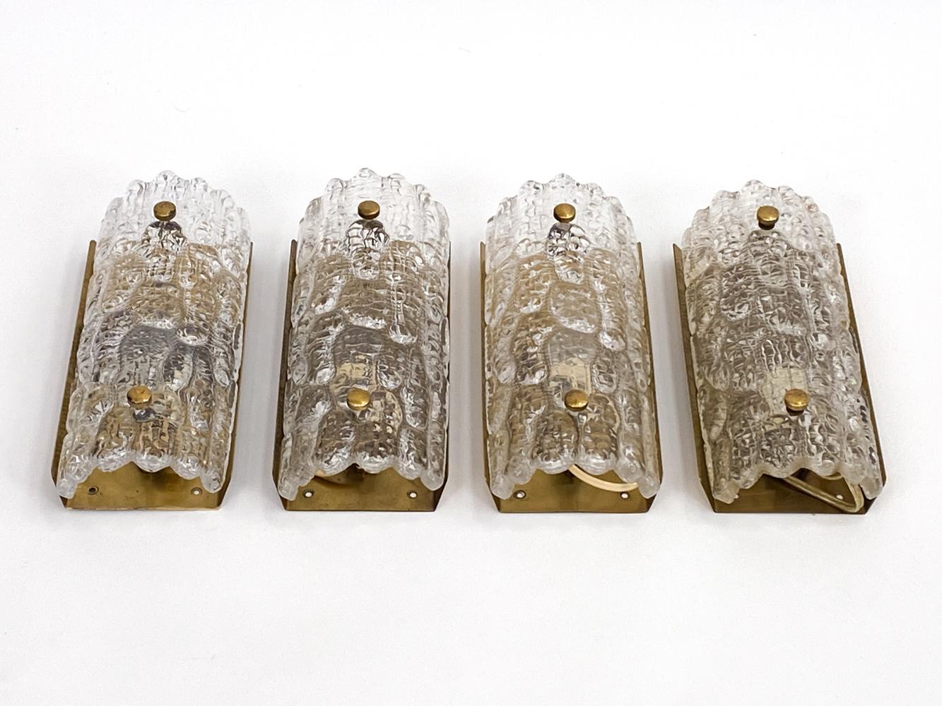 Set of '4' Ice Glass Sconces by Carl Fagerlund for Orrefors & Lyfa 2