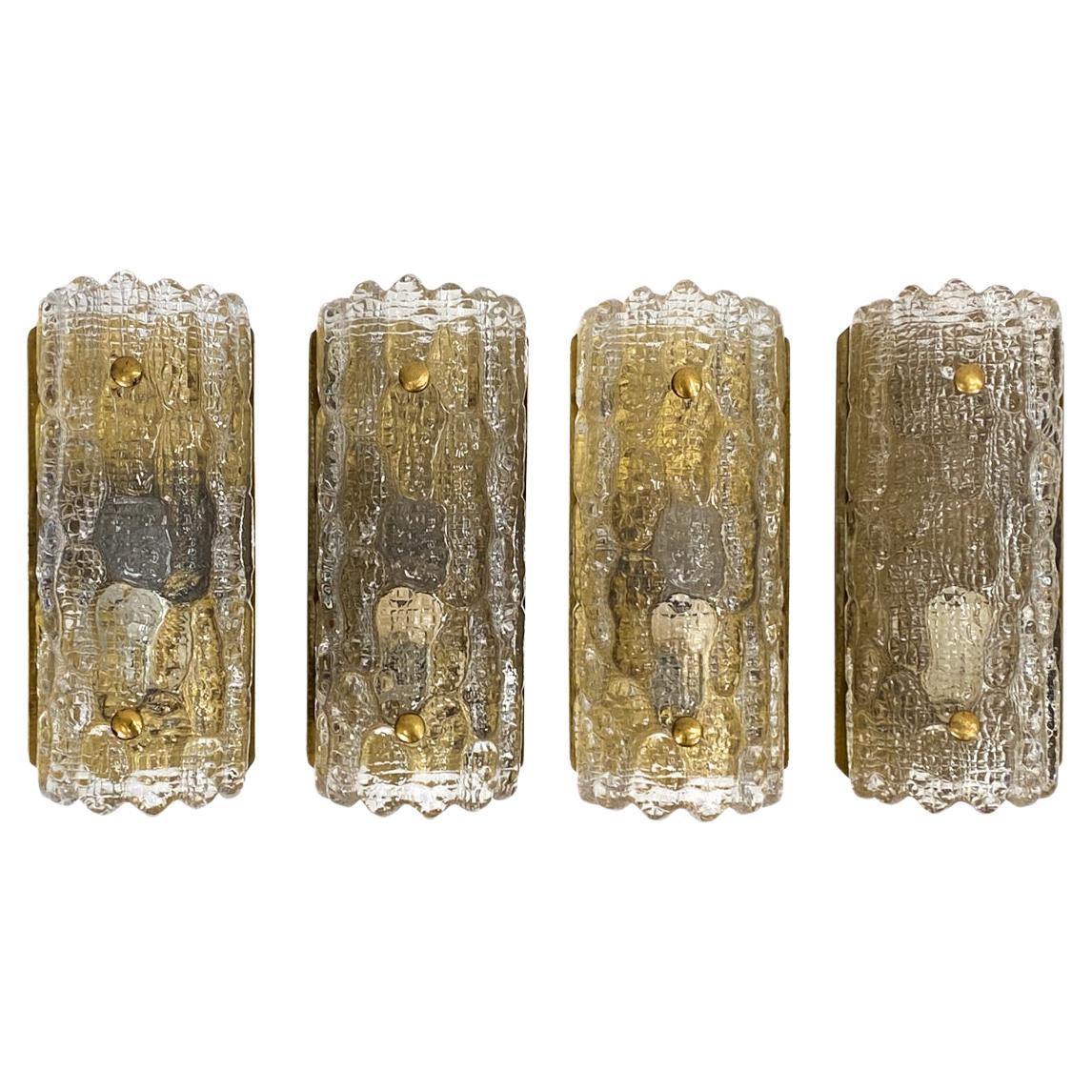 Set of '4' Ice Glass Sconces by Carl Fagerlund for Orrefors & Lyfa