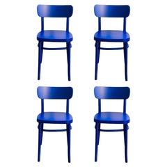 Set of 4 Iconic Royal Blue MZO Dining Chairs in Beechwood by Mazo Design