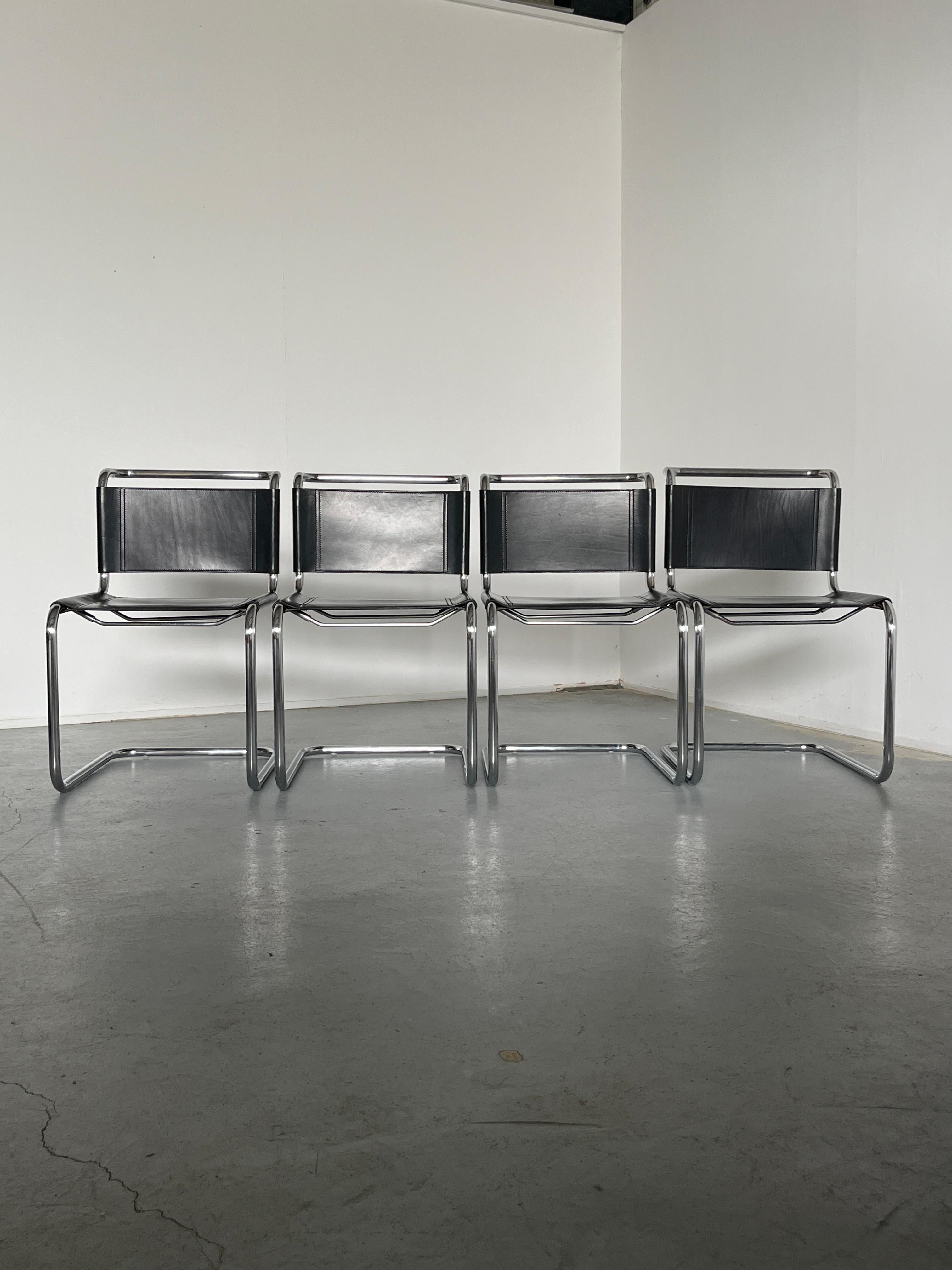 Set of 4 Iconic Vintage Mart Stam S33 Design Cantilever Dining Chairs, 1970s 3