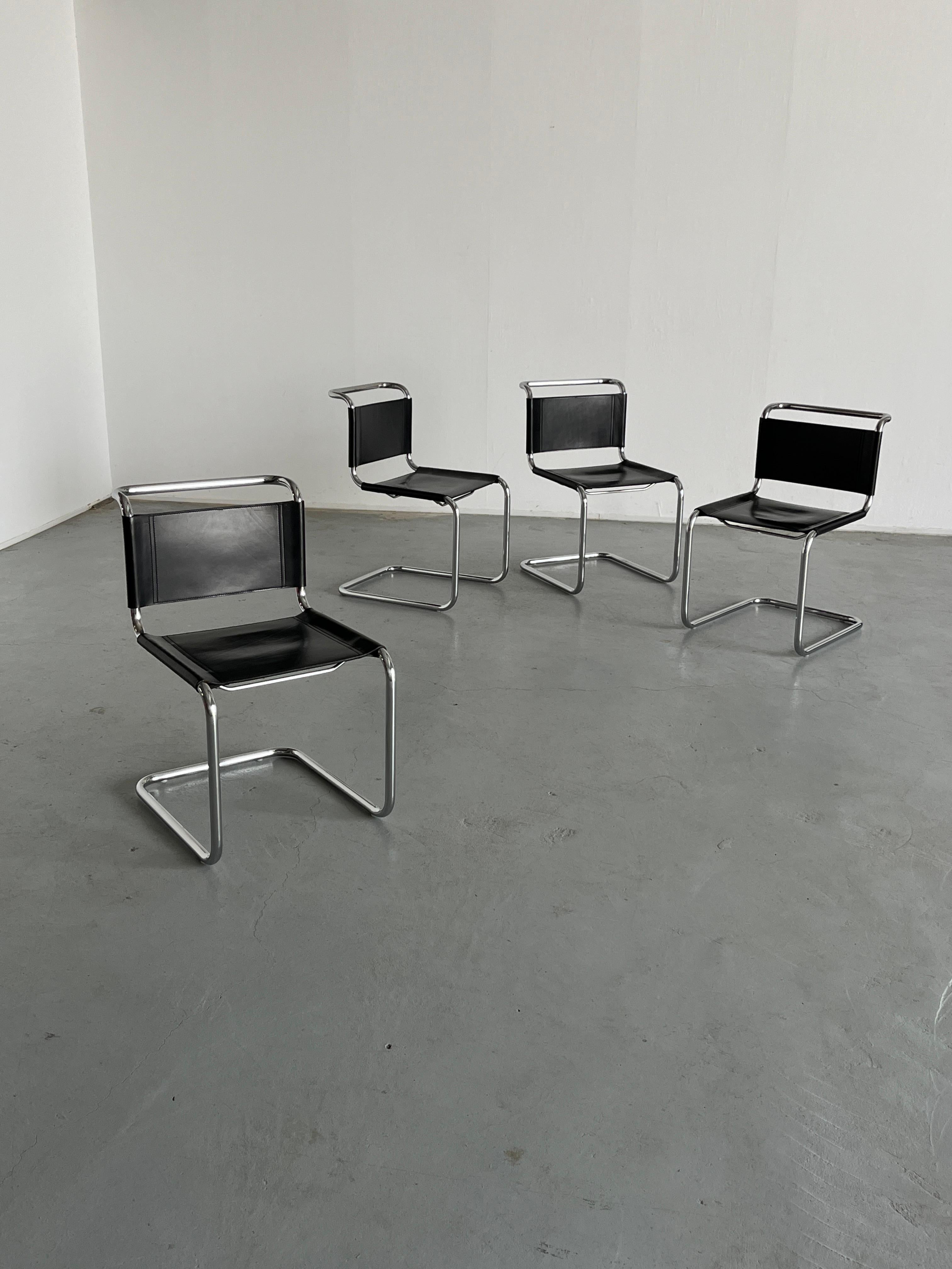 Set of 4 Iconic Vintage Mart Stam S33 Design Cantilever Dining Chairs, 1970s In Good Condition In Zagreb, HR