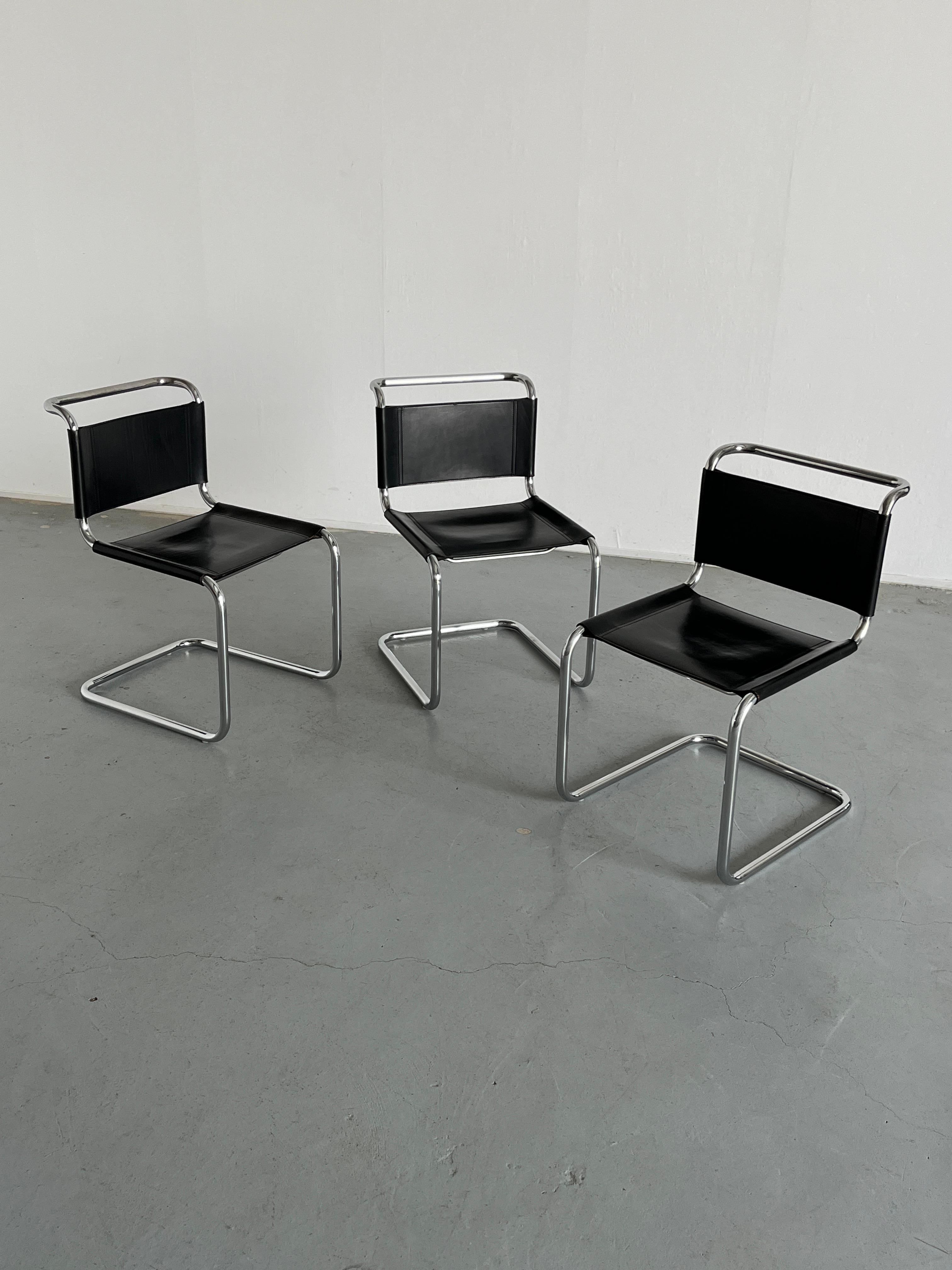 Late 20th Century Set of 4 Iconic Vintage Mart Stam S33 Design Cantilever Dining Chairs, 1970s
