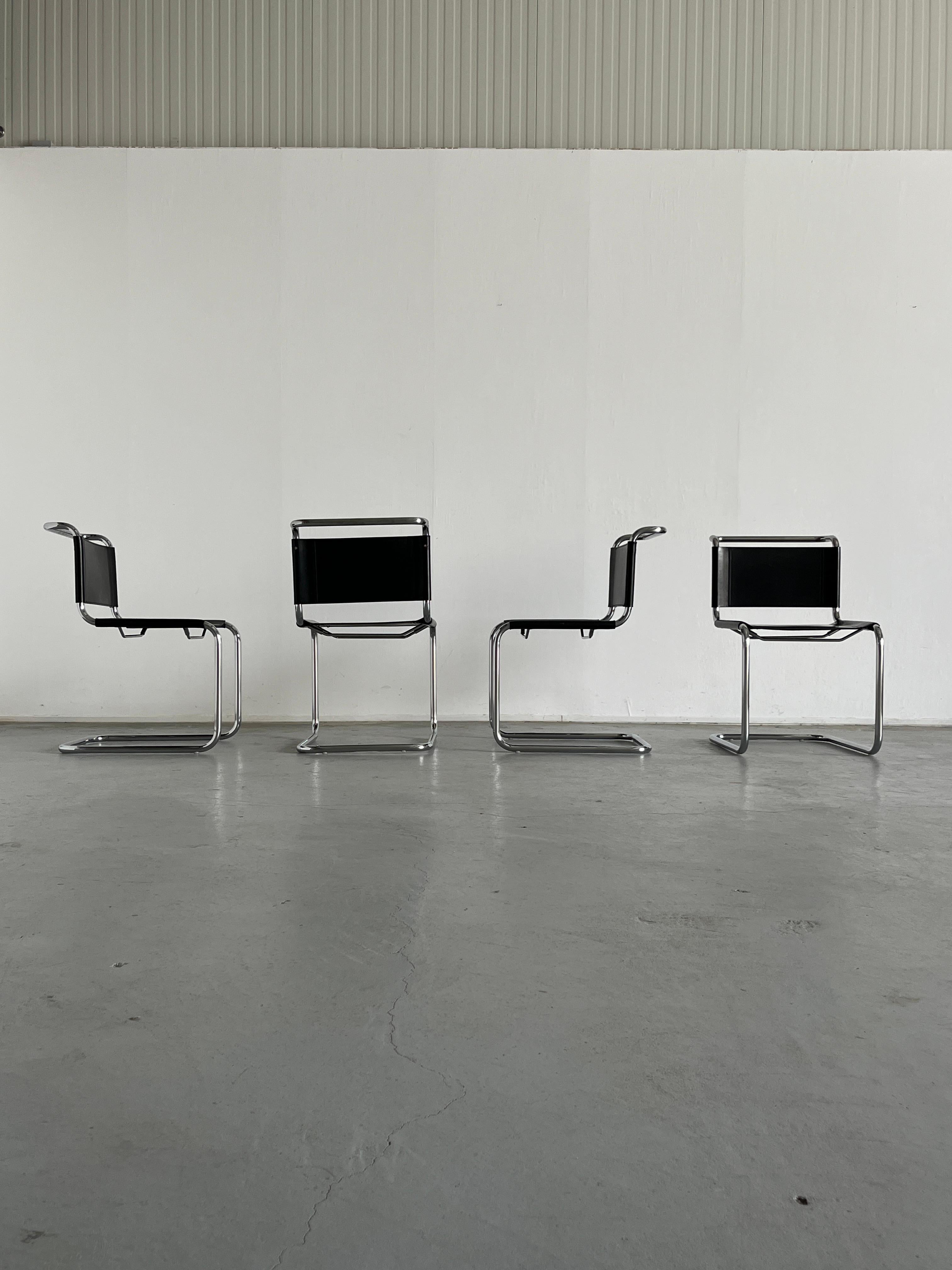 Steel Set of 4 Iconic Vintage Mart Stam S33 Design Cantilever Dining Chairs, 1970s