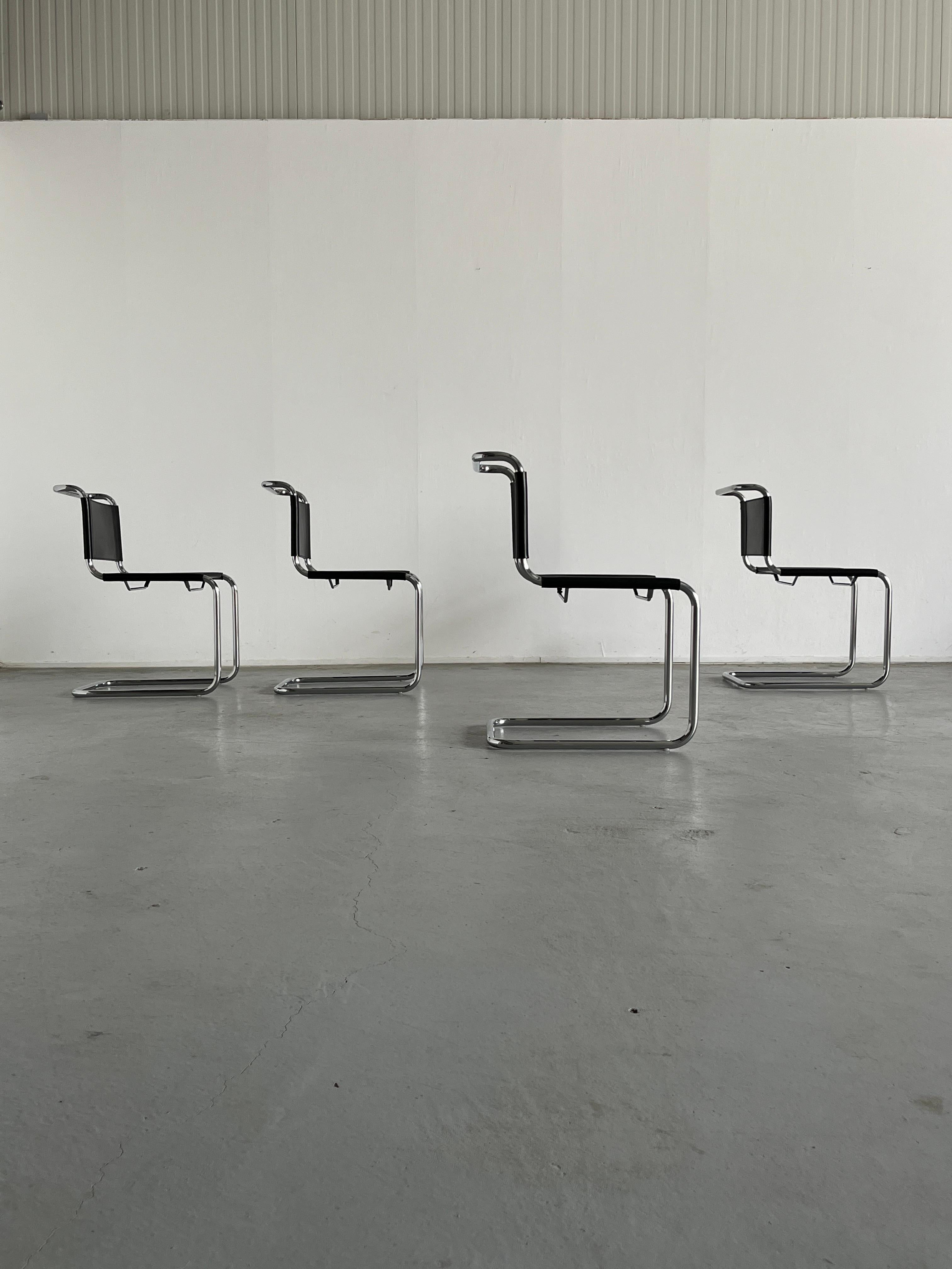 Set of 4 Iconic Vintage Mart Stam S33 Design Cantilever Dining Chairs, 1970s 1