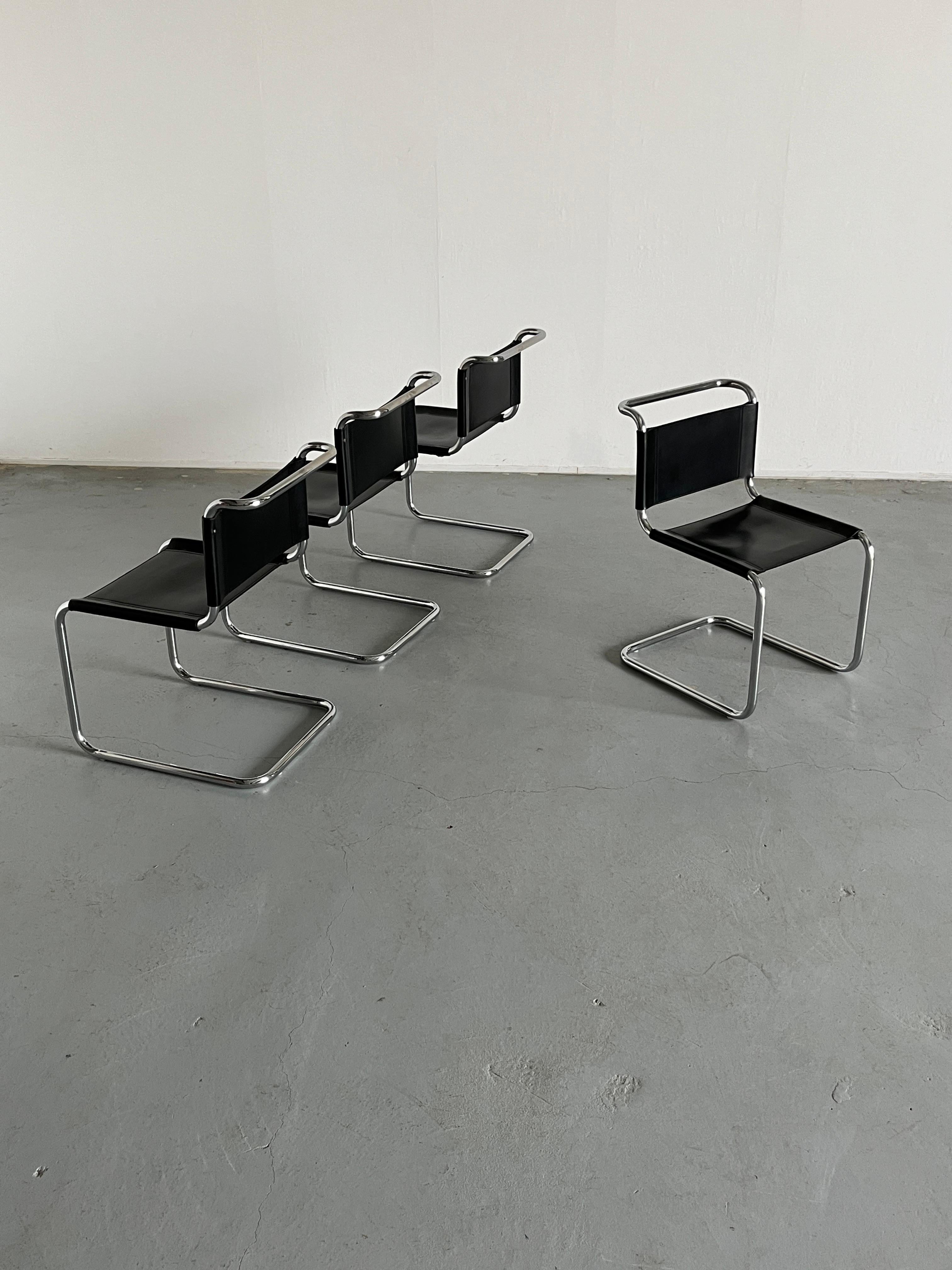 Set of 4 Iconic Vintage Mart Stam S33 Design Cantilever Dining Chairs, 1970s 2
