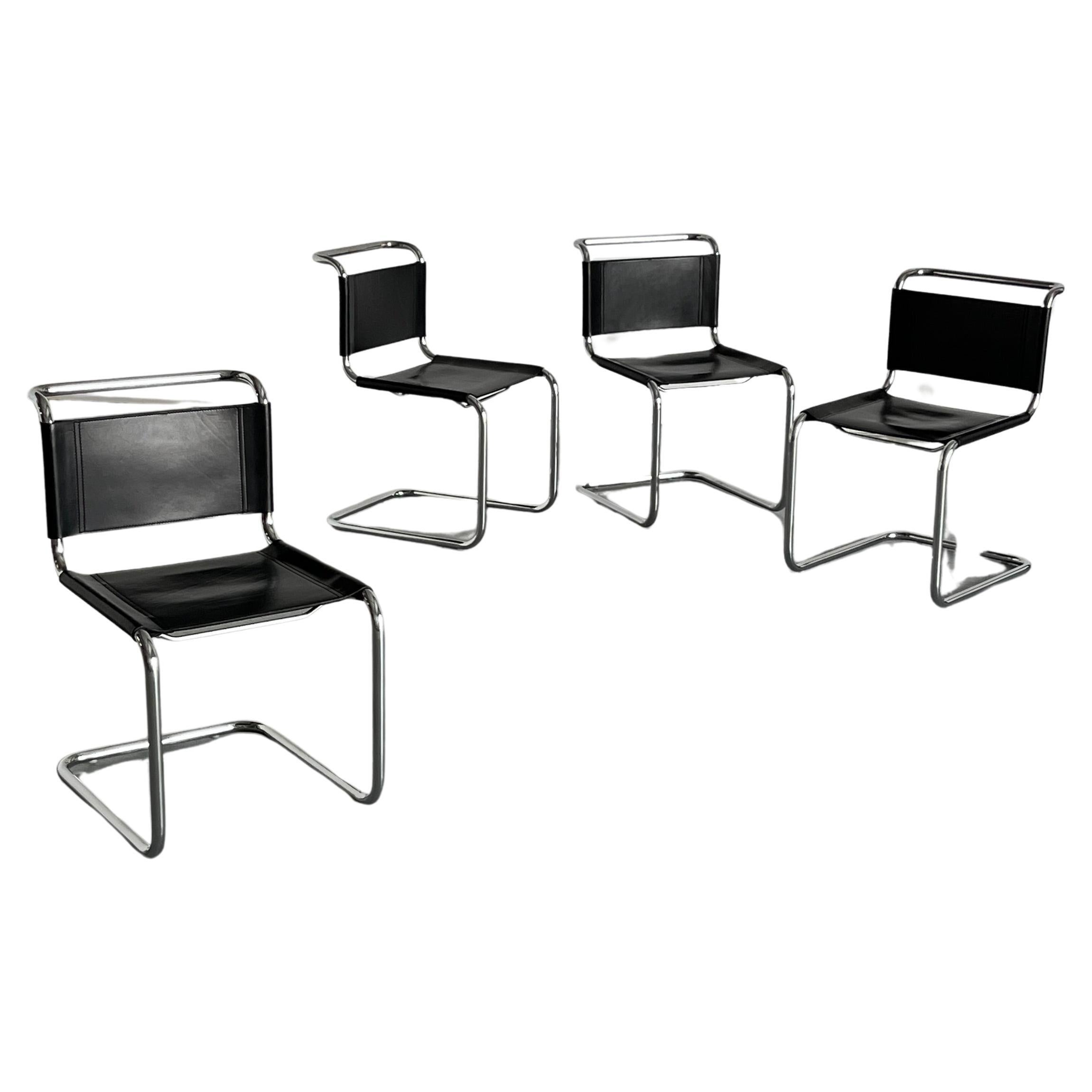 Set of 4 Iconic Vintage Mart Stam S33 Design Cantilever Dining Chairs, 1970s