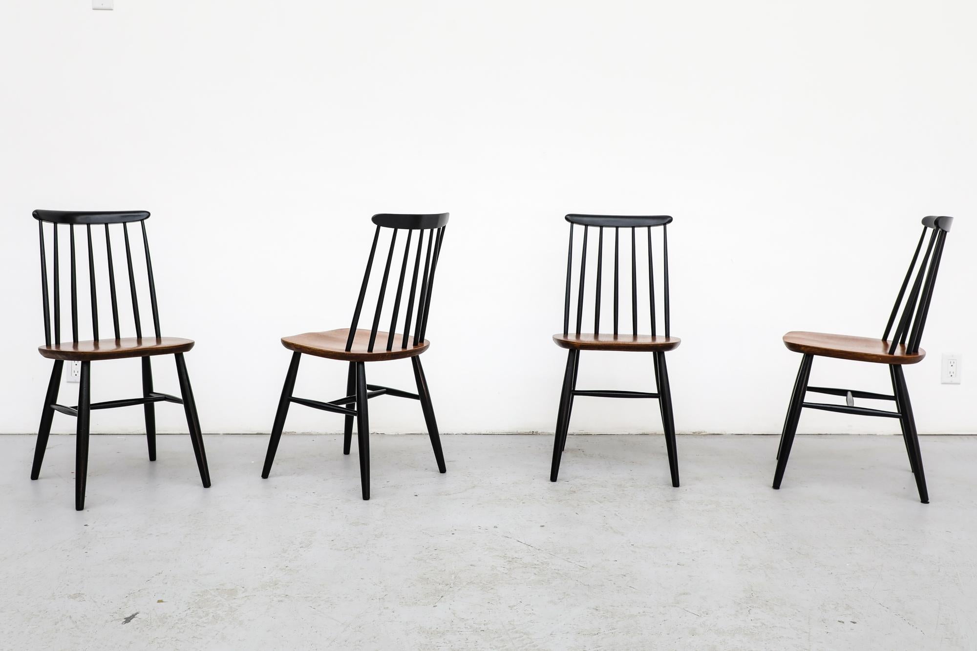 Mid-Century Modern Set of 4 Ilmari Tapiovaara inspired Spindle Back Dining Chairs