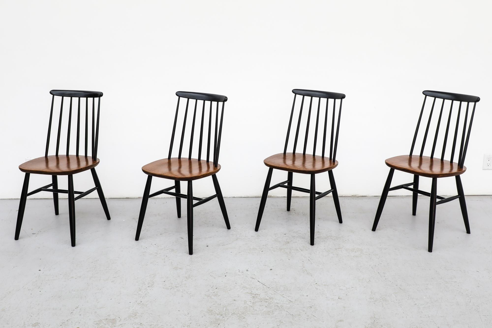 Danish Set of 4 Ilmari Tapiovaara inspired Spindle Back Dining Chairs