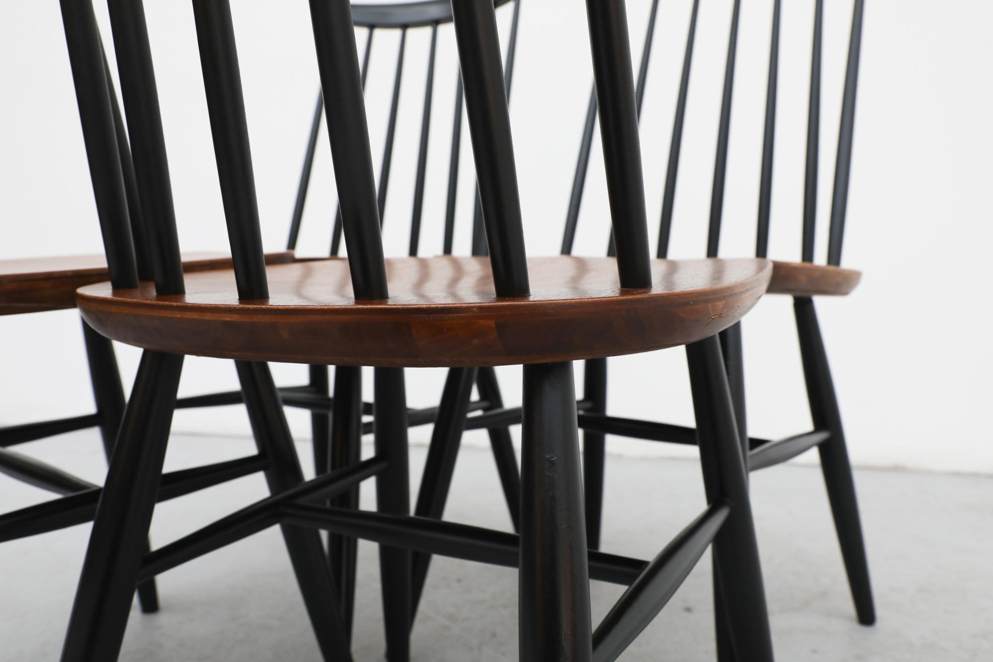 Mid-20th Century Set of 4 Ilmari Tapiovaara inspired Spindle Back Dining Chairs