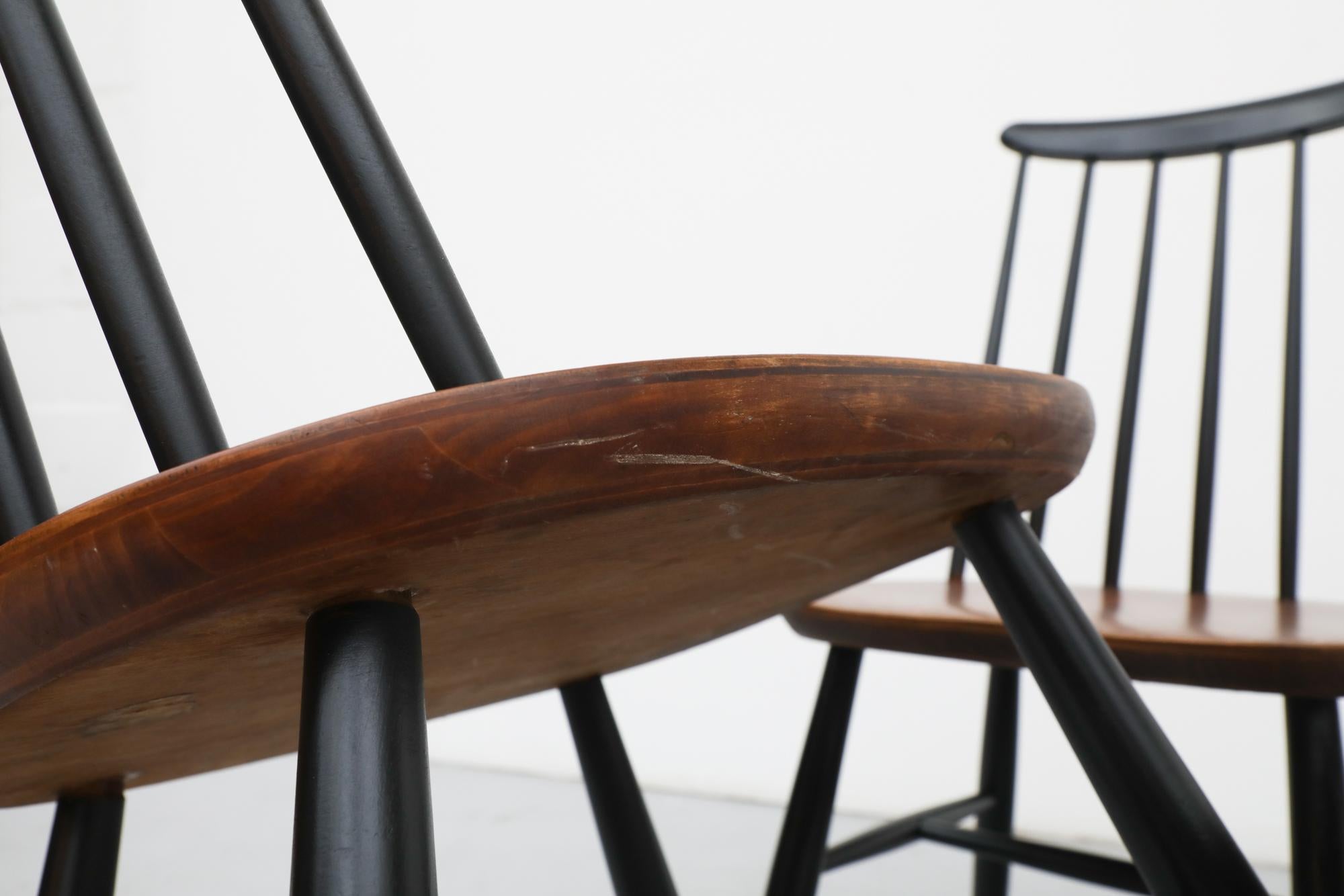 Teak Set of 4 Ilmari Tapiovaara inspired Spindle Back Dining Chairs