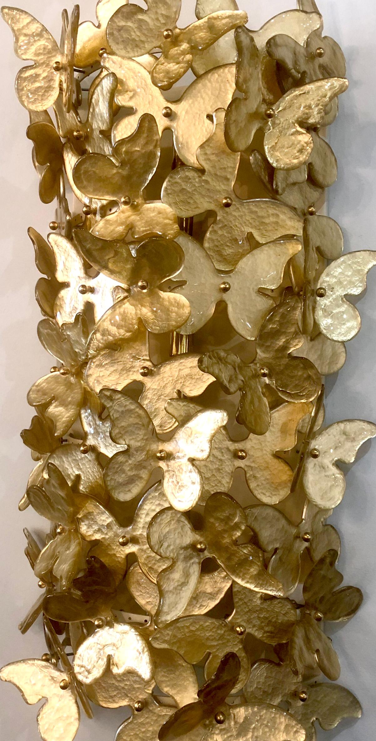 Set of 4 Important Italian Modern Gold Glass Wall Lights 2