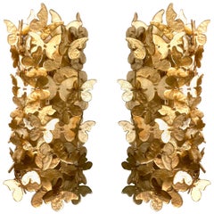 Set of 4 Important Italian Modern Gold Glass Wall Lights